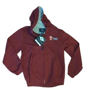 Charles River Burgundy zip fleece hoodie Chicken Mary embroidered logo nwt Sz S
